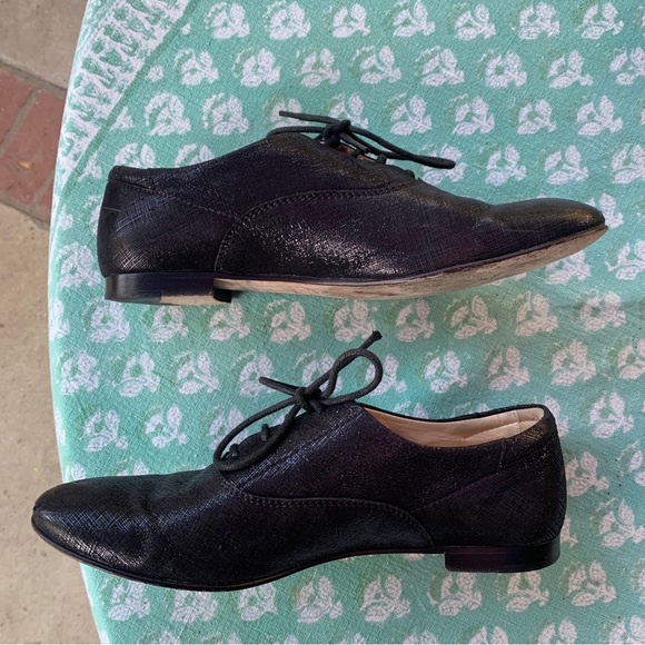 Tods Black Leather Metallic Shimmer Lace Up Oxford - Picture 6 of 13